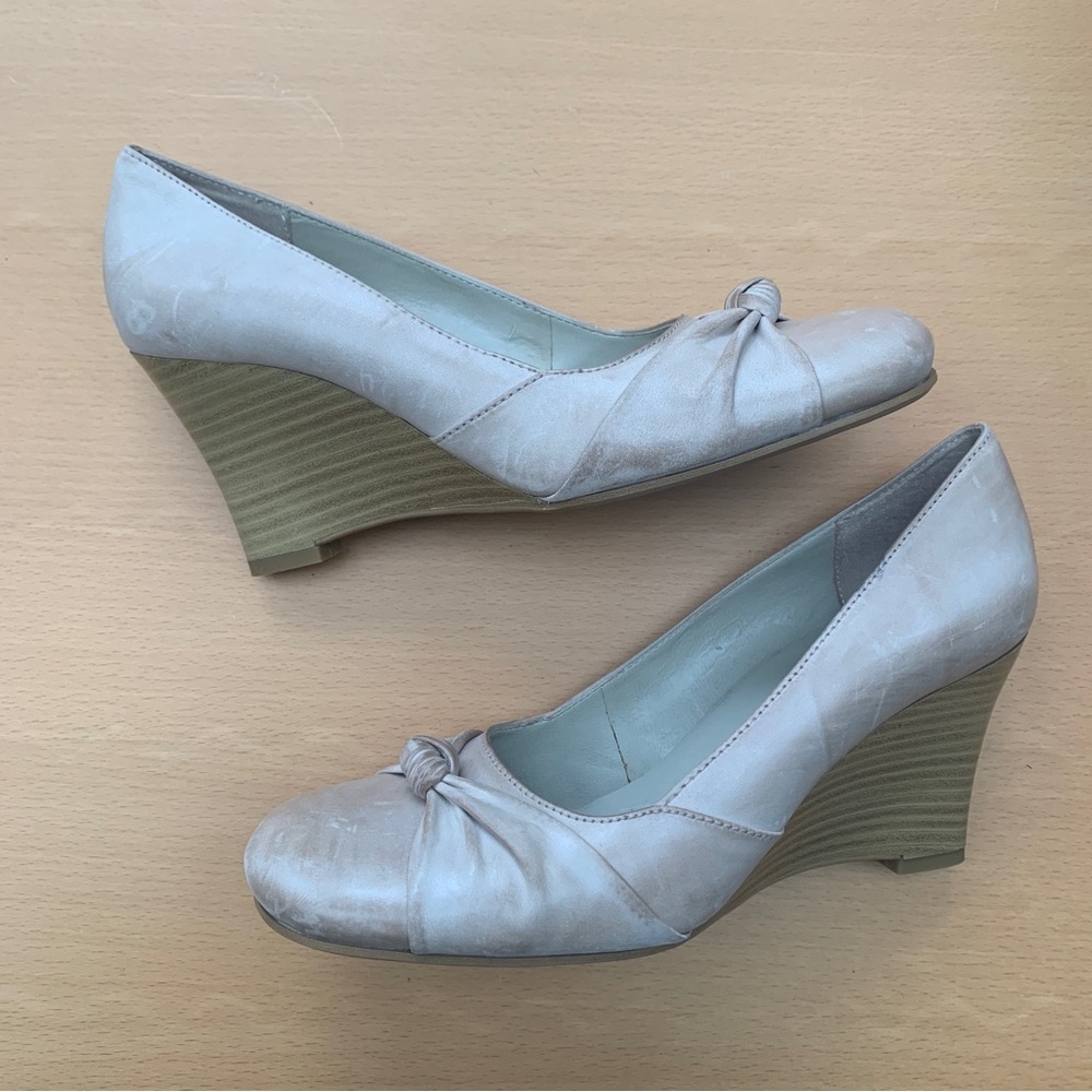 Cream Knotted Wedge Heels - Soft Neutral, Coastal-Inspired, Classic Style